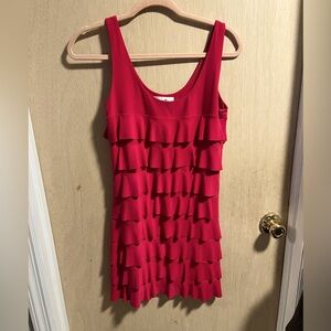 Joseph ribkoff tiered raspberry pink ruffled dress size 4